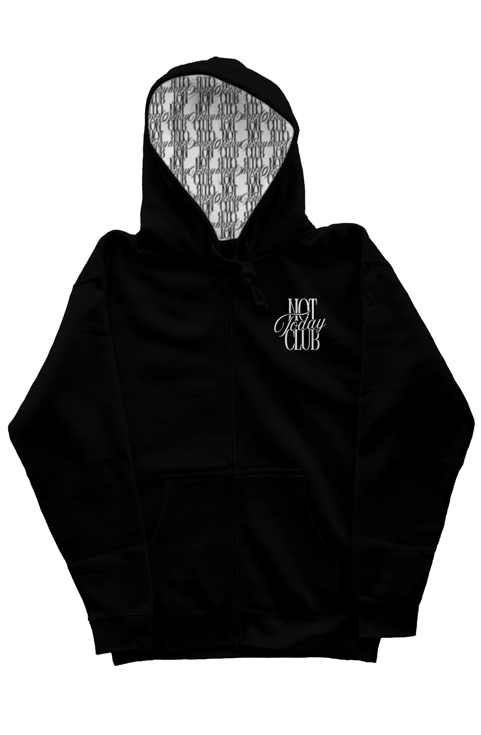 Not Today Club Premium Zip-Up Hoodie | Reverse Hood Detailing | Unisex Heavyweight