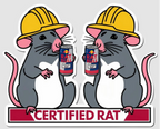 Certified Rat Sticker | Hard Hat & Toolbox Glossy Vinyl Decal