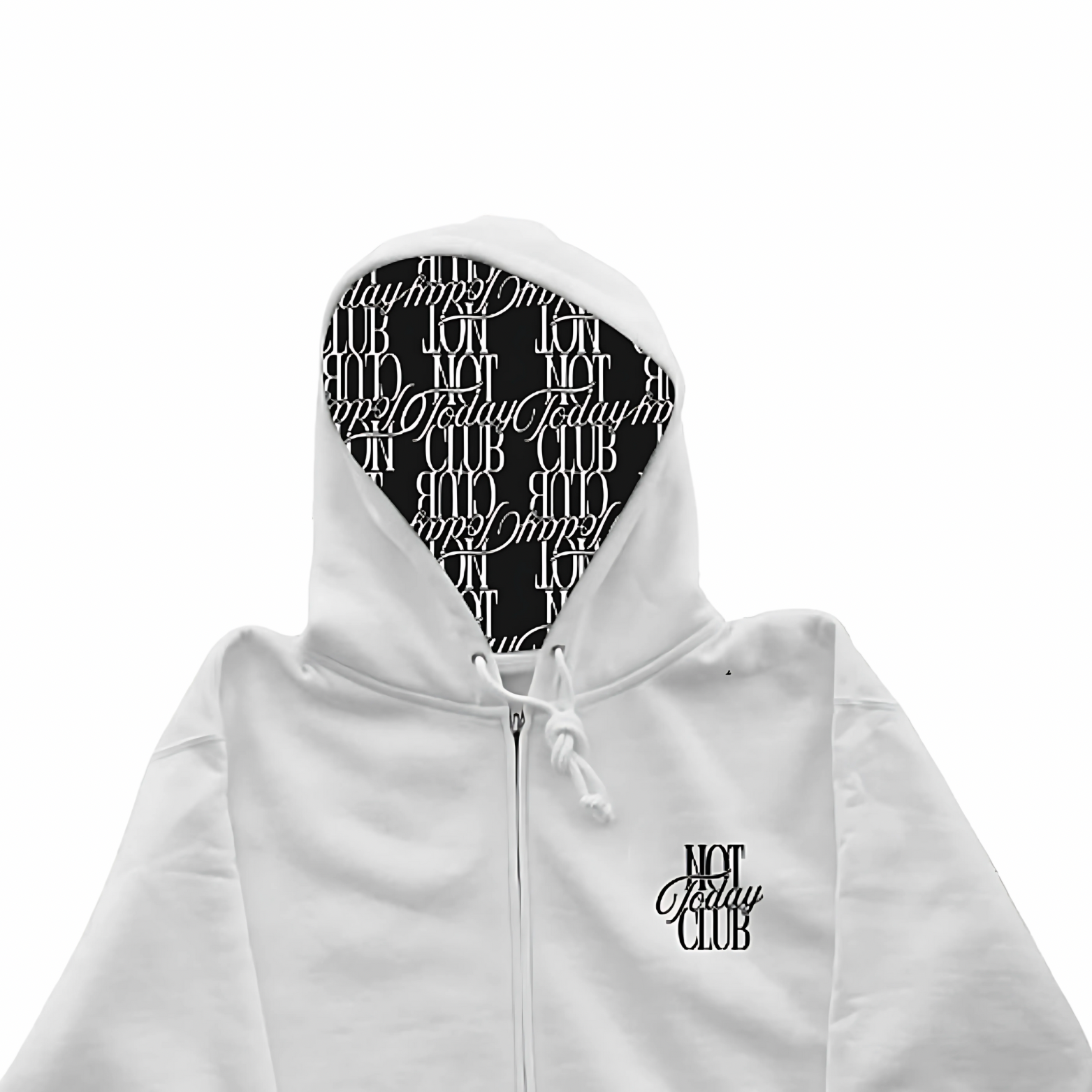 Not Today Club Premium Zip-Up Hoodie | Reverse Hood Detailing | Unisex Heavyweight