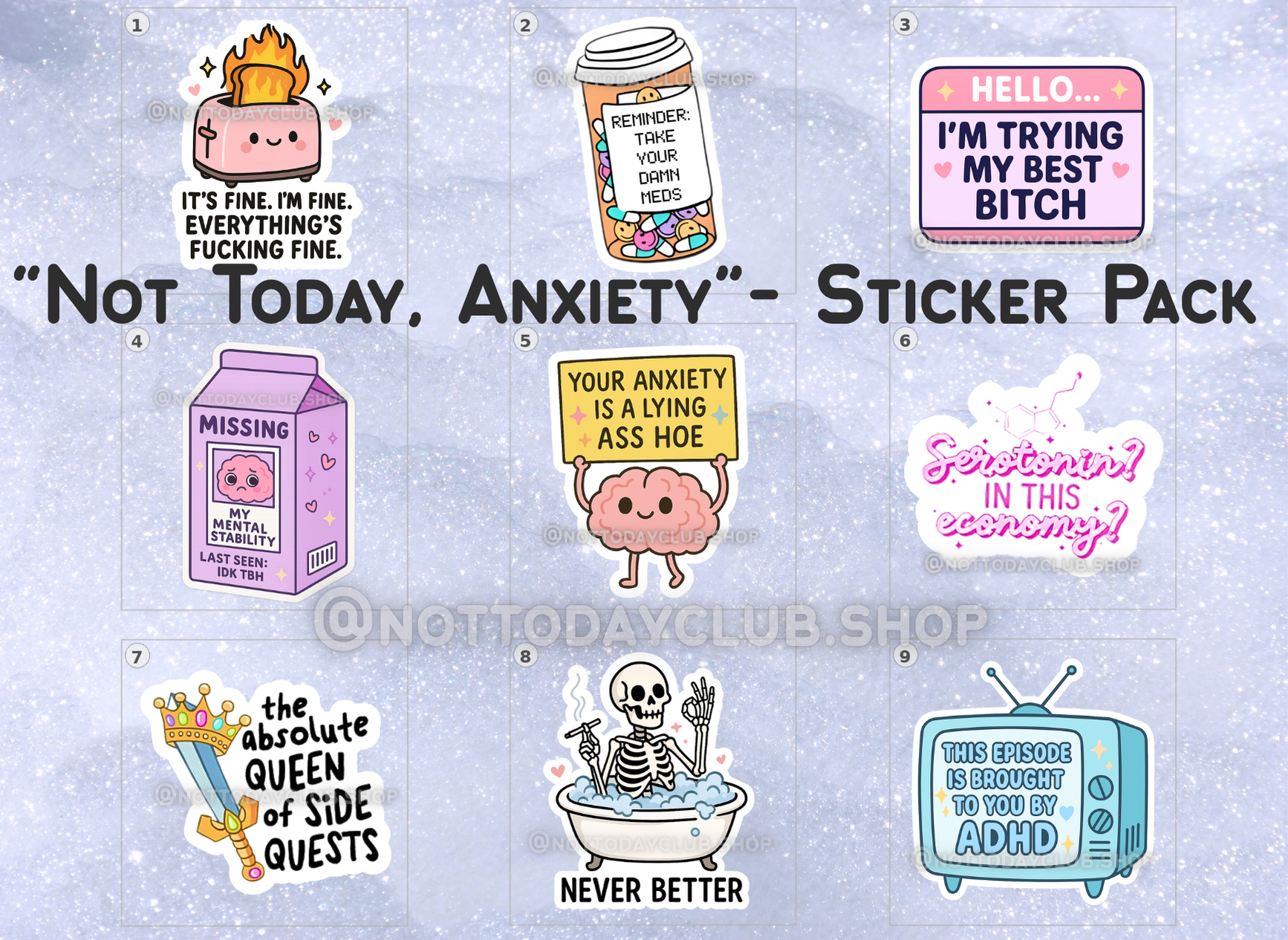Not Today, Anxiety Sticker Pack